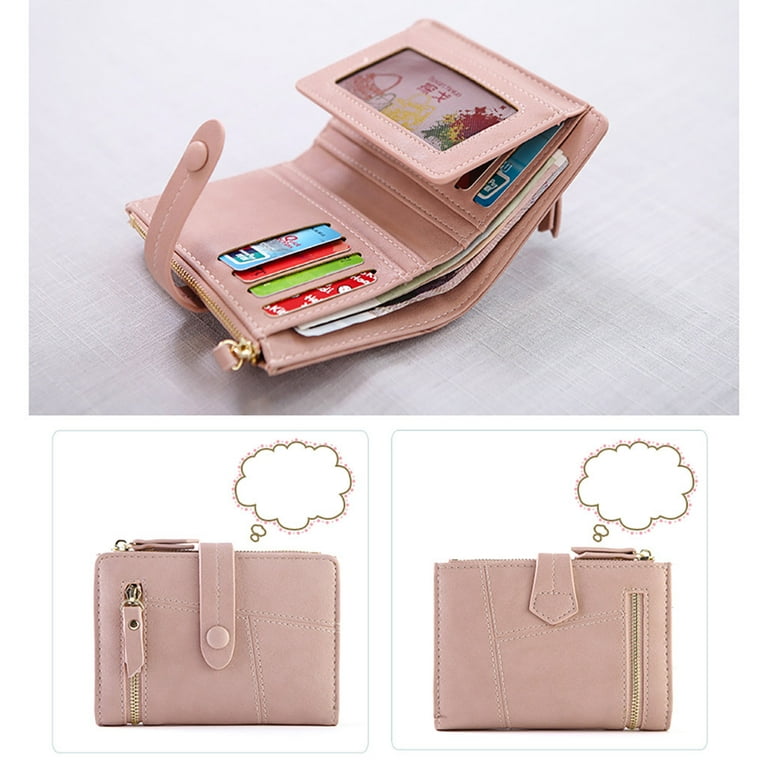 Unisex PU Leather Zipper Pockets Coin Purse Solid Pouch Wallet Small  Storage Bag