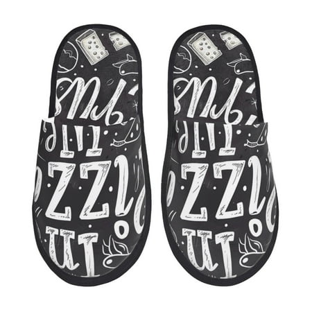 Balery In Pizza We Crust Art Slient Indoor Furry Fleece Comfort House Shoes Soft Non-Slip Home Shoes Cotton slippers House Slippers-- Large