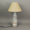 thumbnail image 4 of Set of 2 White and Grey Metal Lighthouse Table Lamps with Unique Real Shell Fillings and Rustic Burlap Shades for Nautical-themed Home Decor - 21.75 Inches High, 4 of 5