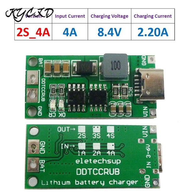 DIY 18650 21700 3.7V Batería de litio Step-Up Boost LiPo Polímero Li-Ion Cargador Multi-Celda 2S 3S 4S 5V Tipo-C a 8.4V 12.6V 16.8V Tan Jianjun unisex