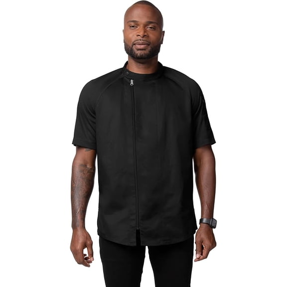 Chef Works Varkala Men's Chef Coat, Cool Vent Tailored Chef Jacket with Pockets, Medium, Black