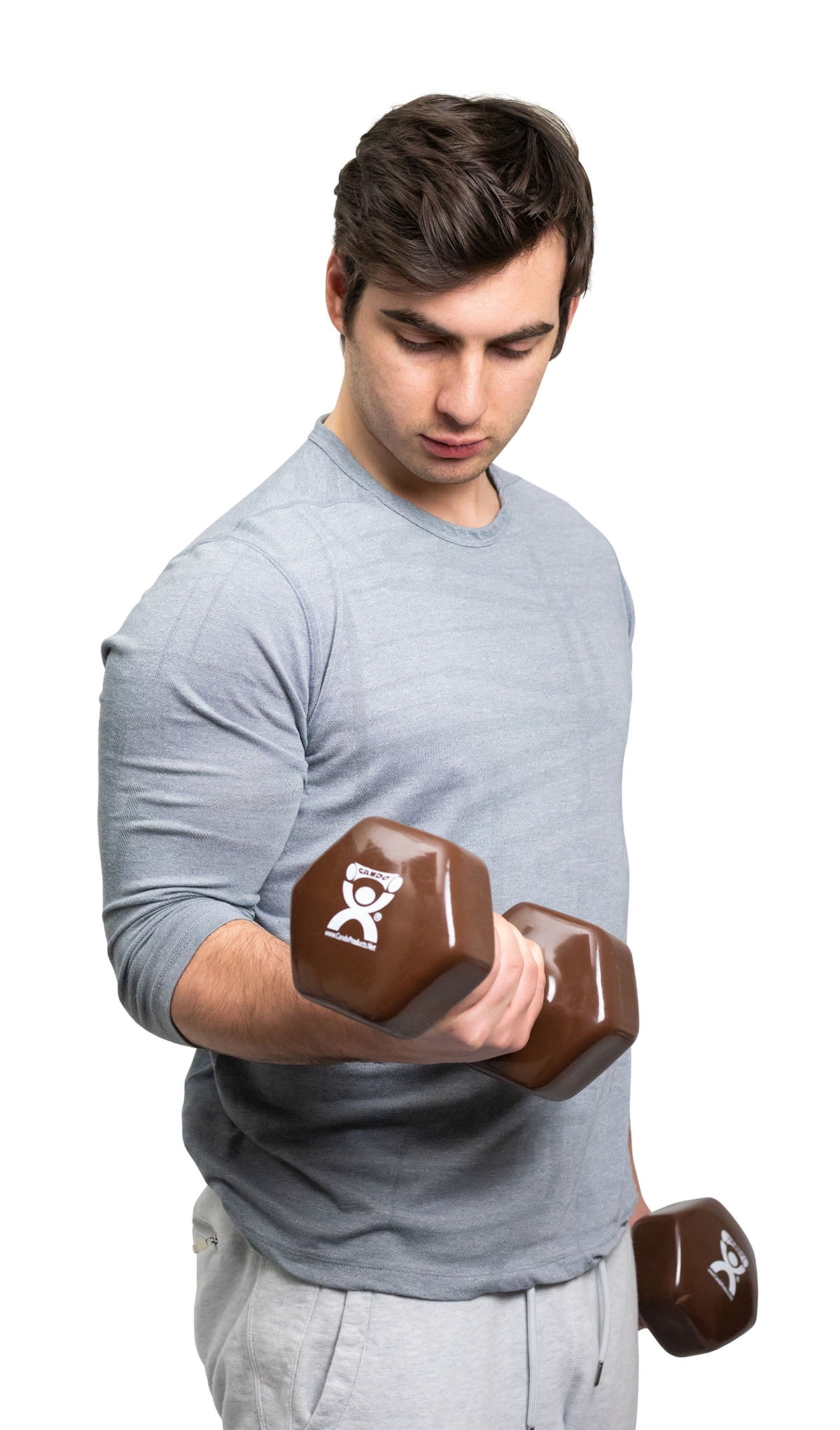 Vinyl-coated iron dumbbell,brown, 20 lb, 1 each