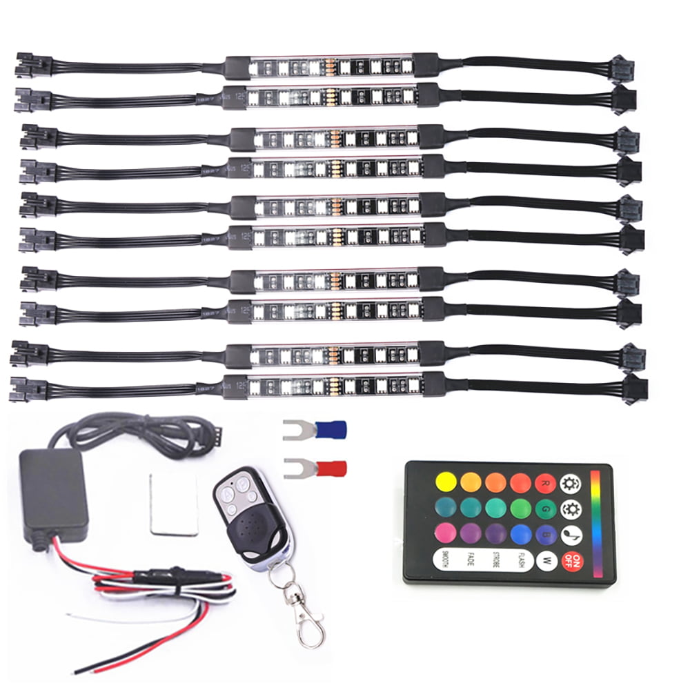 On/Off Blue 4PCS Motorcycle LED Kit with Wireless Remote Controller 50FT
