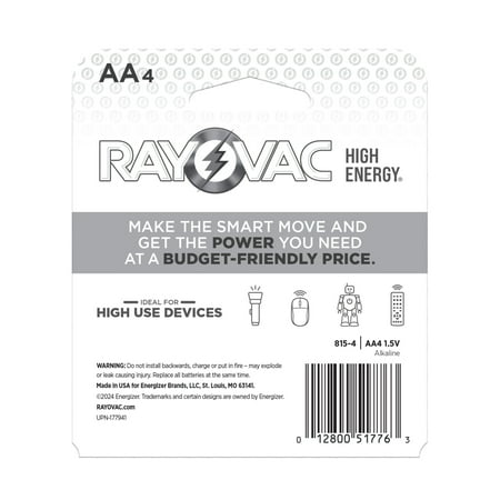 Rayovac High Energy AA Batteries (4 Pack), Double A Batteries