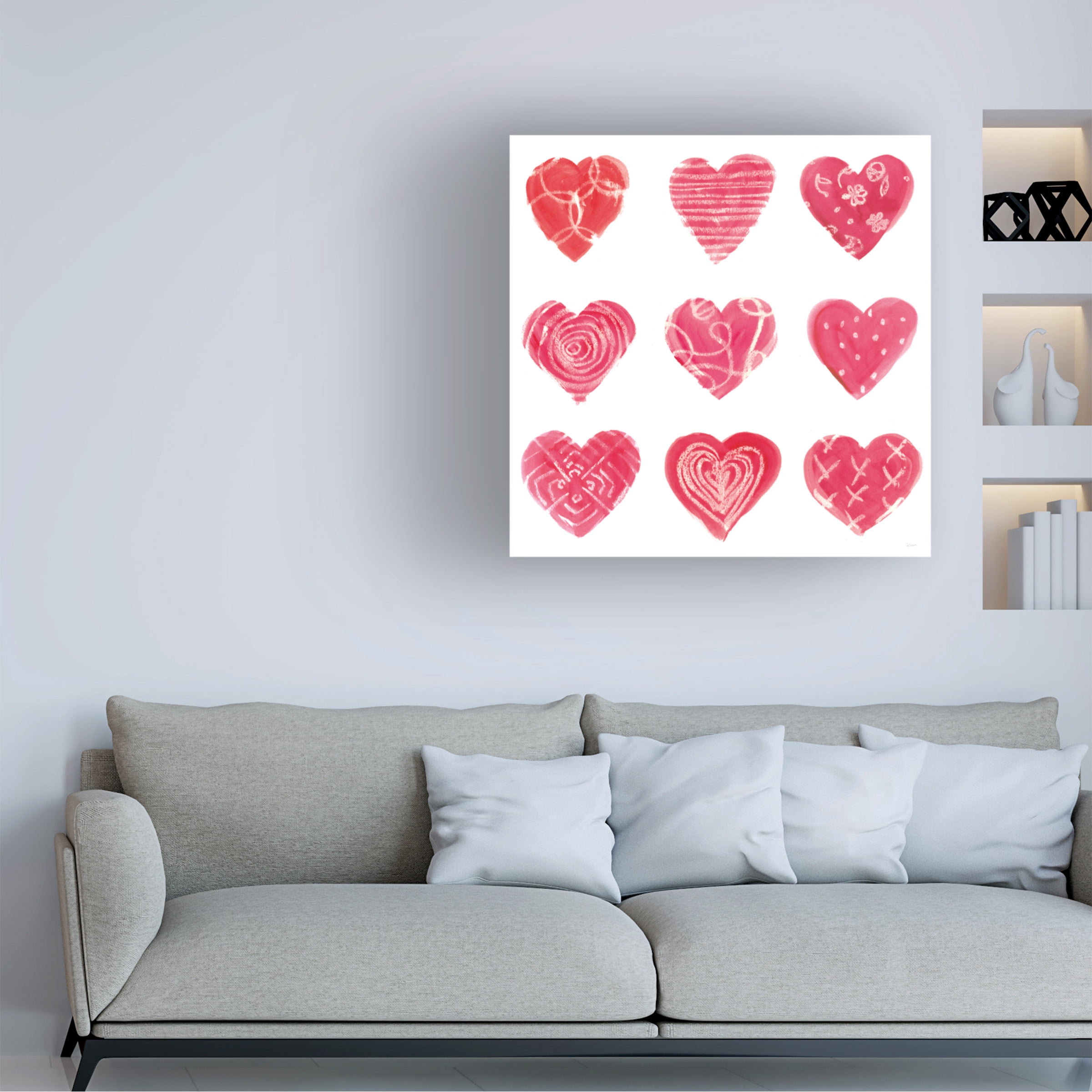 Trademark Fine Art 'Hearts and More Hearts I' Canvas Art by Sue Schlabach