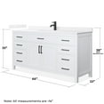 thumbnail image 4 of Beckett 66" White Single Vanity & White Quartz Top (1-Hole) & Black Trim, 4 of 5