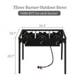 thumbnail image 3 of Three Burner Camp Stove 225000 BTU, Cast Iron, Adjustable 0-20 PSI, Portable with Removable Legs for Picnic, 3 of 13