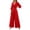 Red, variant on PBFRDSJ 2026 Women's Vintage Wide Leg Jumpsuit Wrap V Neck 3/4 Sleeve Pleated Jumpsuit High Waist Wide Leg Long Pants Sizes S-2XL