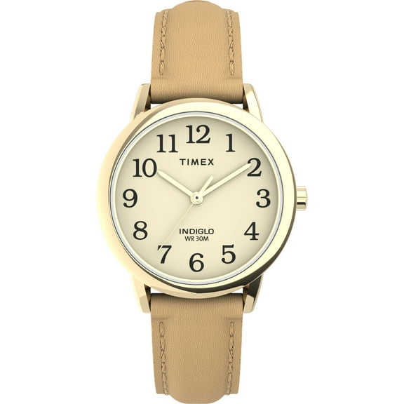 Timex Women's Easy Reader Tan/Gold 30mm Casual Watch, Leather Strap
