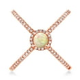thumbnail image 2 of Gem Stone King 1.12 Ct Round Cabochon White Ethiopian Opal 18K Rose Gold Plated Silver Criss Cross X Ring (Size 7), 2 of 5