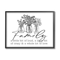 Stupell Industries Heartwarming Family Phrase Botanical Blossoms Bouquets Graphic Art Black Framed Art Print Wall Art, Design by Lettered and Lined