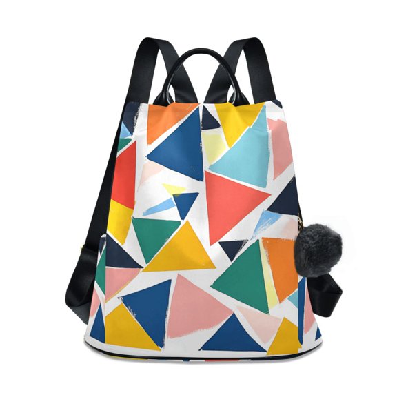 FORMRS Women's Travel Backpack Purse Anti-Theft Hidden Pockets Casual Shoulder Bag, Red Triangles