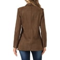 thumbnail image 3 of INSPIRE CHIC Women's Blazer Lapel Collar One Button Faux Suede Dressy Suit Jacket L Brown, 3 of 6