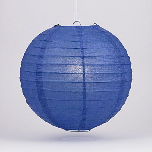 Luna Bazaar Premium Paper Lantern, Clip-On Lamp Shade (10-Inch, Parallel Style Ribbed, Cobalt Blue) - Chinese/Japanese Hanging Decoration - For Parties, Weddings, and Homes