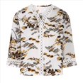 thumbnail image 3 of Camiseta de Verano para Mujer, Elegante, Informal, con Mangas 3/4, Cuello en V, Estilo Étnico Bohemio y Estampado Acampanado. Color Café L, 3 of 8