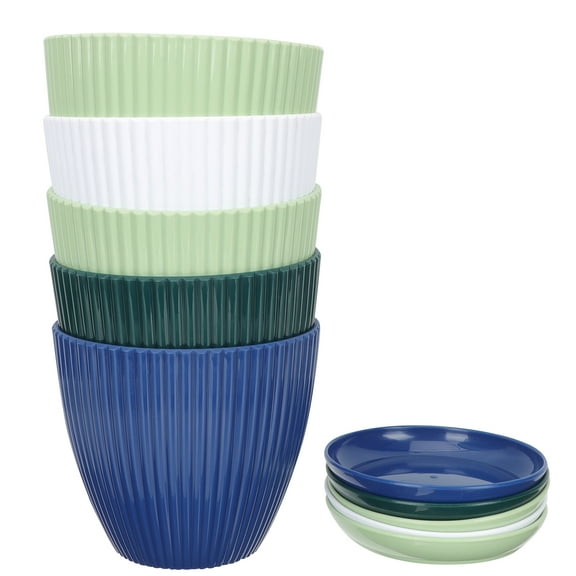 GOOHOCHY Flower Pot Container Navy Blue 5pcs Plastic For Homeowners