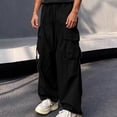 thumbnail image 6 of Smsaxvxz Men's Baggy Cargo Pants Trendy Casual Elastic Waist Drawstring Loose Fit Joggers Pant with Pockets Black XXL, 6 of 8