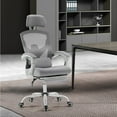 thumbnail image 6 of EDX Ergonomic High Back Office Chair with Reclining & Lumbar Support, Adjustable Headrest, Footrest, Padded Arms, Gray, 6 of 7