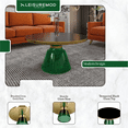 thumbnail image 2 of LeisureMod 30" Round Coffee Table with Glass Top and Brushed Gold Iron Rim Tempered Glass Pedestal Base No Assembly for Modern Home, Living Room Tully Collection in Green/Black, 2 of 18