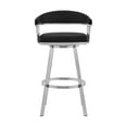 thumbnail image 3 of Chelsea 25" Swivel Counter Stool with Brushed Stainless Steel and Black Faux Leather, 3 of 6