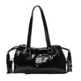 thumbnail image 5 of Bolso de mano estilo baguette francés retro para mujer, de piel encerada retro, con cordón arrugado, informal, de un solo hombro, tipo bola de masa debajo del brazo., 5 of 5