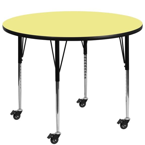 Bowery Hill 31" x 42" Round Mobile Activity Table in Yellow