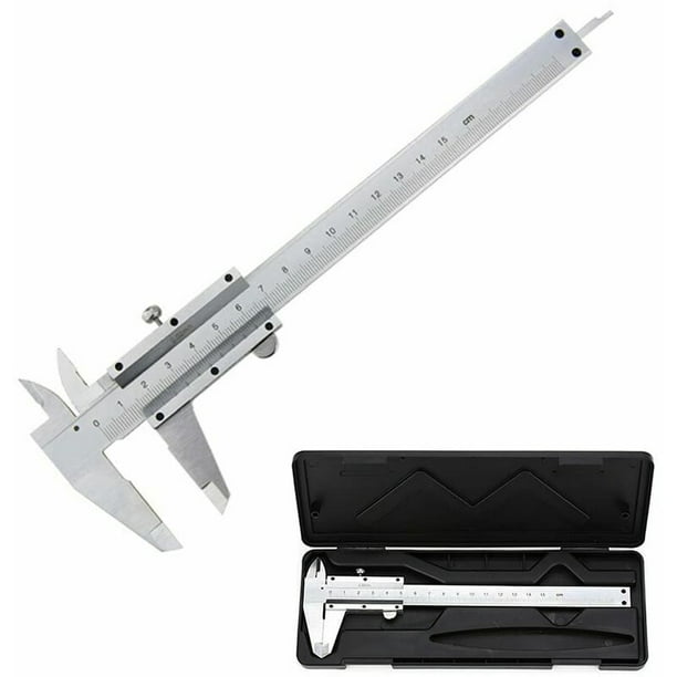 Calibrador a vernier, calibrador a vernier analógico de acero inoxidable de 150 mm / 0,02 mm, herramienta micrométrica de alta precisión con medición de profundidad, profesional para interiores y exteriores
