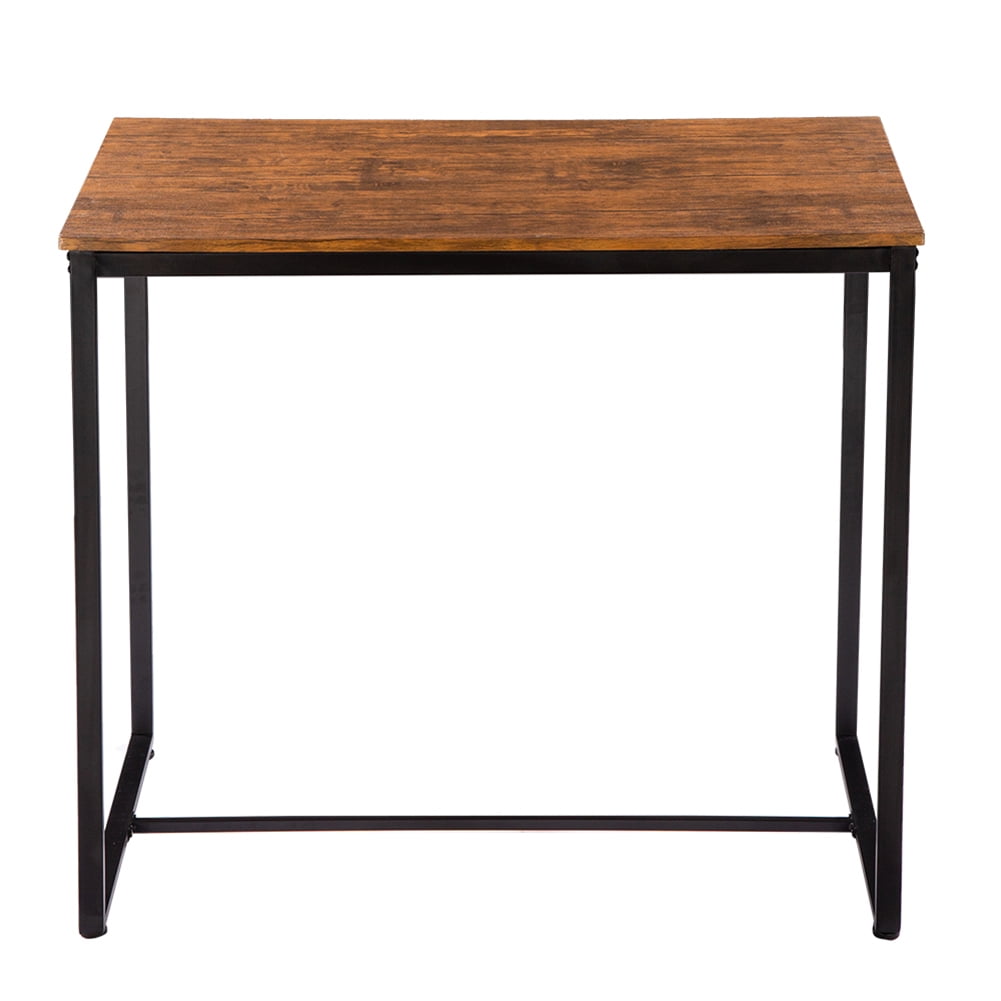 Kadyn Bar Table And Chair Set Of 5, Breakfast Bar Table and Stool Set, Minimalist Dining Table with Backless Stools, Light Walnut Color
