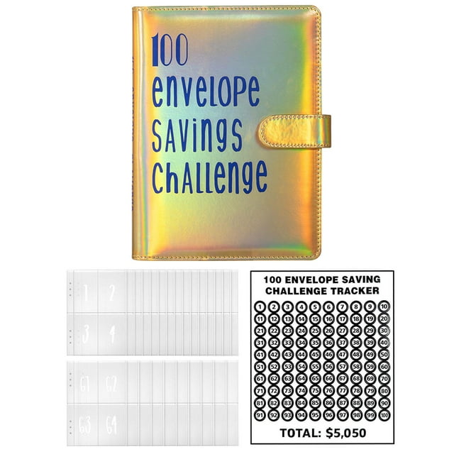 Carpeta de Desafíos de Ahorro de Dinero de 100 Sobres, Planificador de Presupuesto de Ahorro de Dinero, Planificación Y Ahorro $5050, Libro de Ahorro , Amarillo brillo SM SunniMix Carpeta de desafíos de ahorro