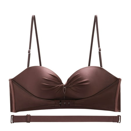 

Full Support Non-Slip Convertible Bandeau Bra Detachable-Strap Bandeau Bra Nakans Strapless Bra for Bigger Bust Non-slip White Underwear Ladies Plus Size 85C