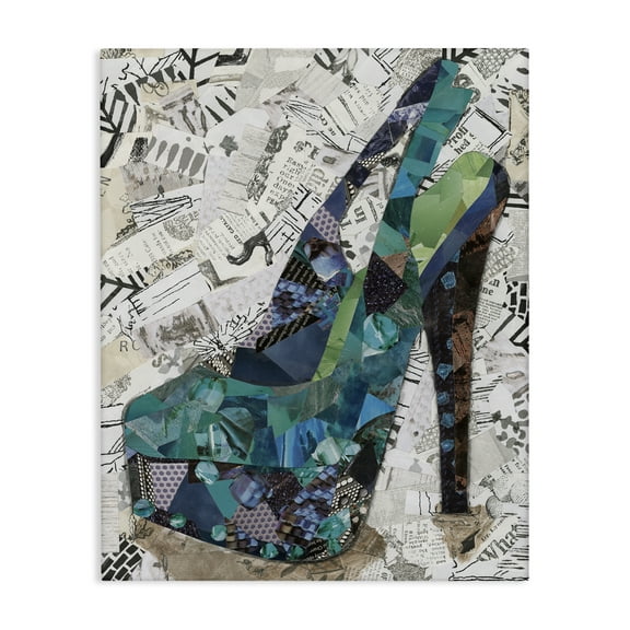 Stupell Industries Collaged High Heel Fashion Painting Wrapped Canvas Art Print Wall Art, 16 x 20
