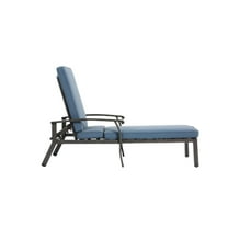 Blue Aluminium Cast Lounge Chair Modern Outdoor Patio Furniture Durable Weather Resistant Metal Seating with Ergonomic Design for Garden Backyard Poolside