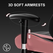 GTPLAYER Gaming Chair with Footrest PU Leather Office Chair with Adjustable Headrest, Pink