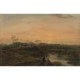 thumbnail image 2 of John Linnell 24x17 Gold Ornate Framed and Double Matted Museum Art Print Titled - Evening, Bayswater (1818), 2 of 4