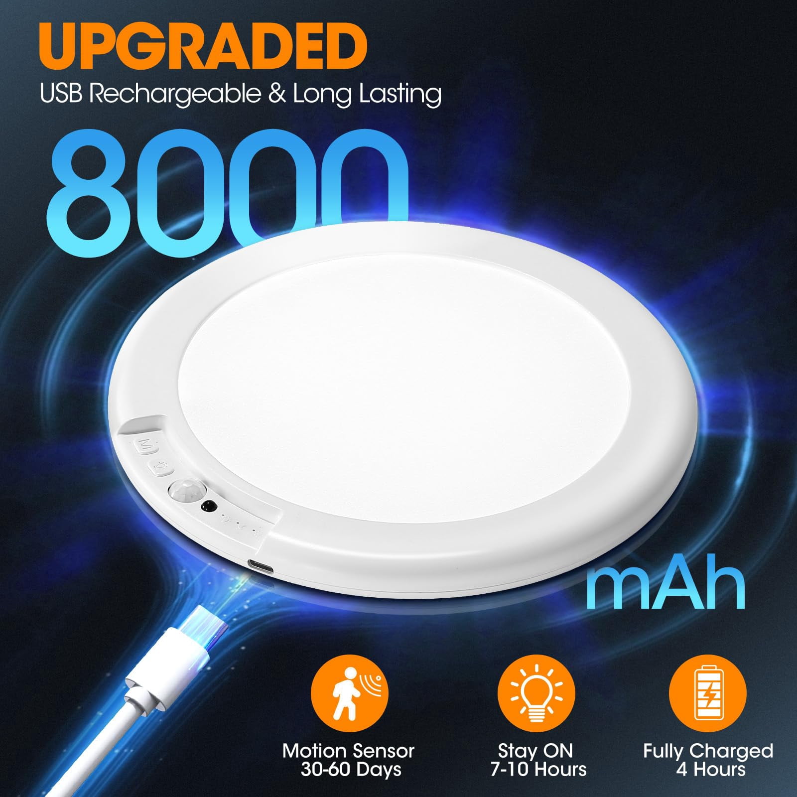 Rechargeable Motion Sensor Ceiling Light with Remote – Magnetic Wireless Battery Powered Light for Closet Shower Stairs Shed Hallway