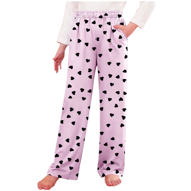 Pantalones largos para niños, pantalones casuales holgados para estar en casa, pantalones para dormir, pantalones holgados de pierna ancha para niños y niñas, pantalones de poliéster para niños