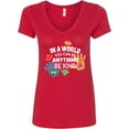 thumbnail image 3 of Inktastic In a World You Can Be Anything Be Kind Autism Awareness Women's V-Neck T-Shirt, 3 of 5