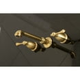 thumbnail image 2 of Kingston Brass KS7027BL English Country Two-Handle Wall Mount Roman Tub Faucet, Brushed Brass, 2 of 8