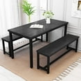 thumbnail image 4 of Cvortll Dining Table Set for 2, 43" Farmhouse Kitchen Table with 2 Wood Bench, 3-Pieces Rectangle Dinette Set for Dining Room, Breakfast Nooks, Small Space, 4 of 7
