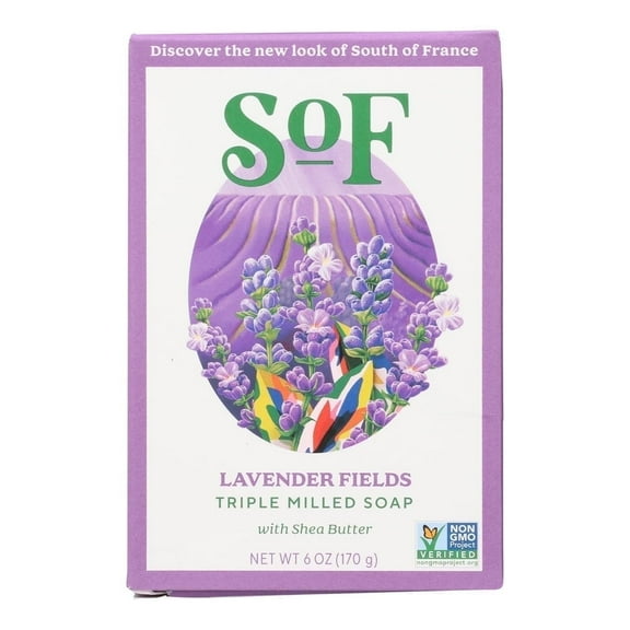 SoF, Triple Milled Bar Soap with Shea Butter, Lavender Fields, 6 oz