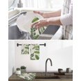 thumbnail image 5 of Green Leaves Kitchen Dish Towels for Drying Dishes Set of 4, Tropical Summer Botanical Watercolor Elegant Rustic Waffle Weave Microfiber Hand Tea Bathroom Towels Quick Dry & Absorbent Towel 12x12, 5 of 7