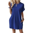 thumbnail image 3 of Womens Summer Dresses Fashion 2025 Short Sleeve Spring Mini Dress Casual Beach Vacation Clothes Dresses Blue XL, 3 of 9