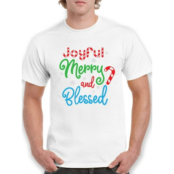 Joyful Merry And Blessed Xmas Men T-Shirt, Male 3X-Large