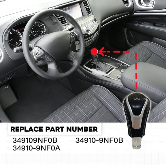 Shift knob gear handle replacement for Infiniti Q50 Q60 QX60 QX80 17–24 gear shift knob replace 34910-9NF0B / 34910-9NF0A