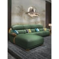 thumbnail image 2 of Ebony leather sofa European solid wood carved villa head floor cowhide light luxury new Chinese living room My Lux Decor Round, 2 of 18