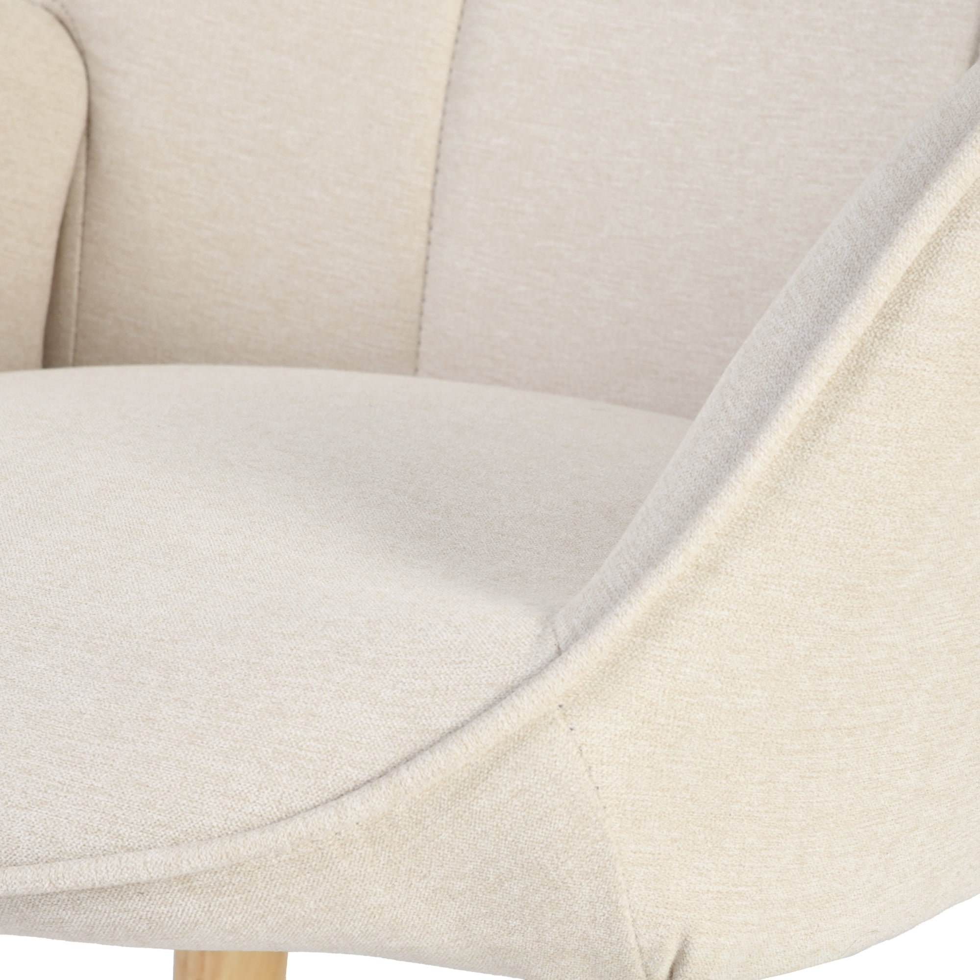 Homy Casa Beige Accent Chair, Upholstered Wingback Armchair with Wood Legs for Living Room