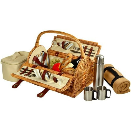 Picnic At Ascot Sussex Picnic Basket with Blanket and Coffee Flask for