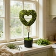 thumbnail image 3 of Boxwood Heart With Bow Topiary, Valentine’s Day Decorations Green And White, 27.56",Realistic Faux Potted Shrub For Indoor/Outdoor, Front Porch,Office Decor,Holiday Decor,Not Include the Soil,1PC, 3 of 5