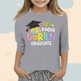 thumbnail image 2 of Children's Graduation Season Printed Three Quarter Sleeve T Shirt Top Versatile Casual Shirt for 8-9 Years, 2 of 4