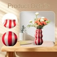 thumbnail image 6 of deevoka Painted Striped Ceramic Vase Centerpiece for Bookshelf Wedding Room Entrance Red, 6 of 9